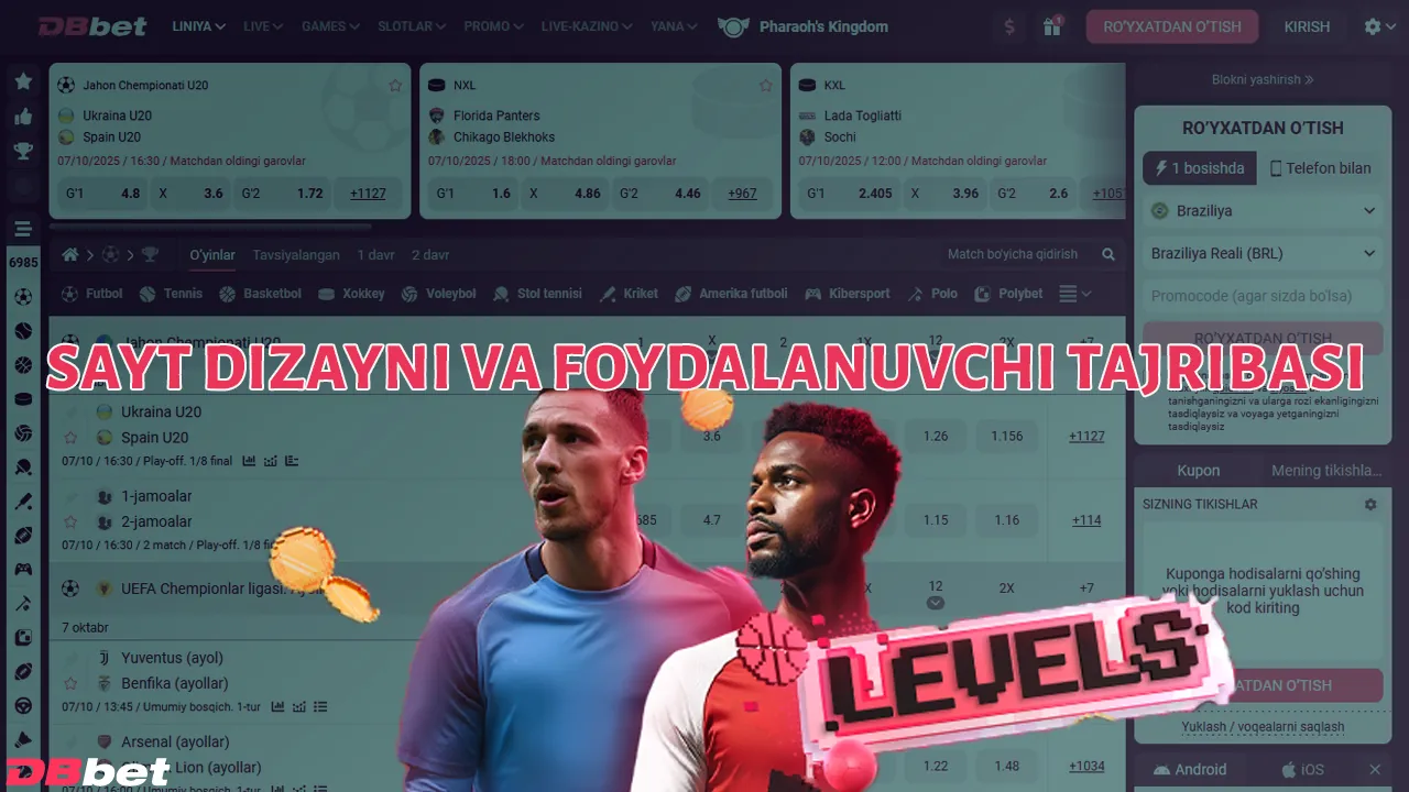DBbet veb-sayti - veb-sayt funksionalligi va uning imkoniyatlari.