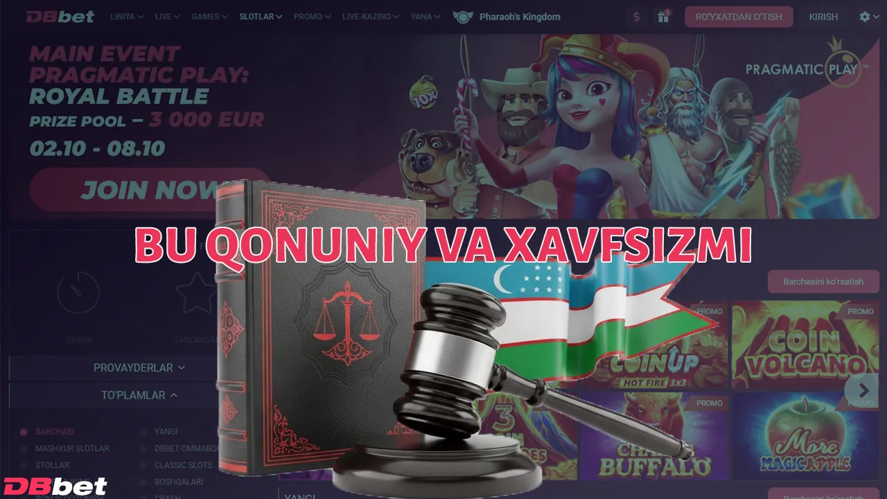 DBbet Casino litsenziyaga ega va Oʻzbekistonda toʻliq qonuniy hisoblanadi.