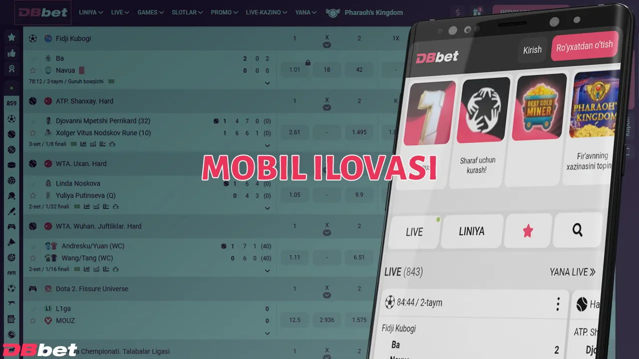 DBbet platformasidagi barcha oʻyinlar va garovlar mobil ilovada mavjud.