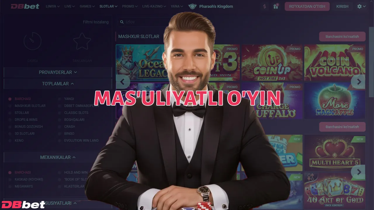 Sportga pul tiking va DBbet Casino-da mas'uliyatli va ehtiyotkorlik bilan o'ynang.
